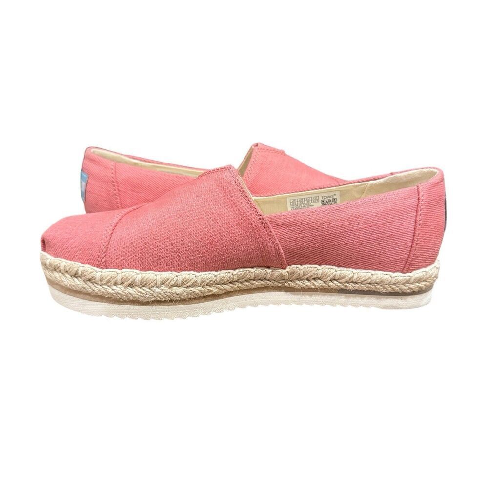 Toms Women's Alpargata Espadrille Platform Loafers Size 5.5 Pink Coral Shoes